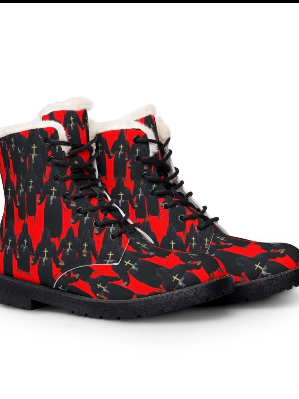 Al Blue designed Women’s Red & Black Patterned Lace-Up Boots
